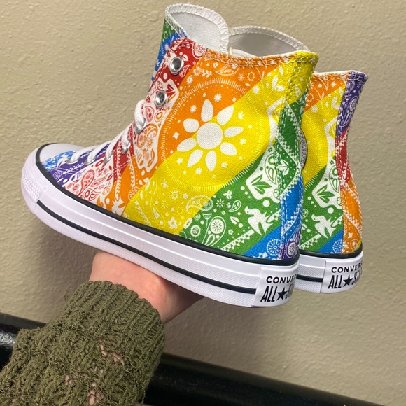 Converse rare rainbow pride all stars tapestry paisley high top sneakers - Picture 8 of 14